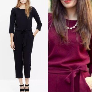 Madewell Size 2 Sloan Jumper Black Belted Crepe Jumpsuit Romper